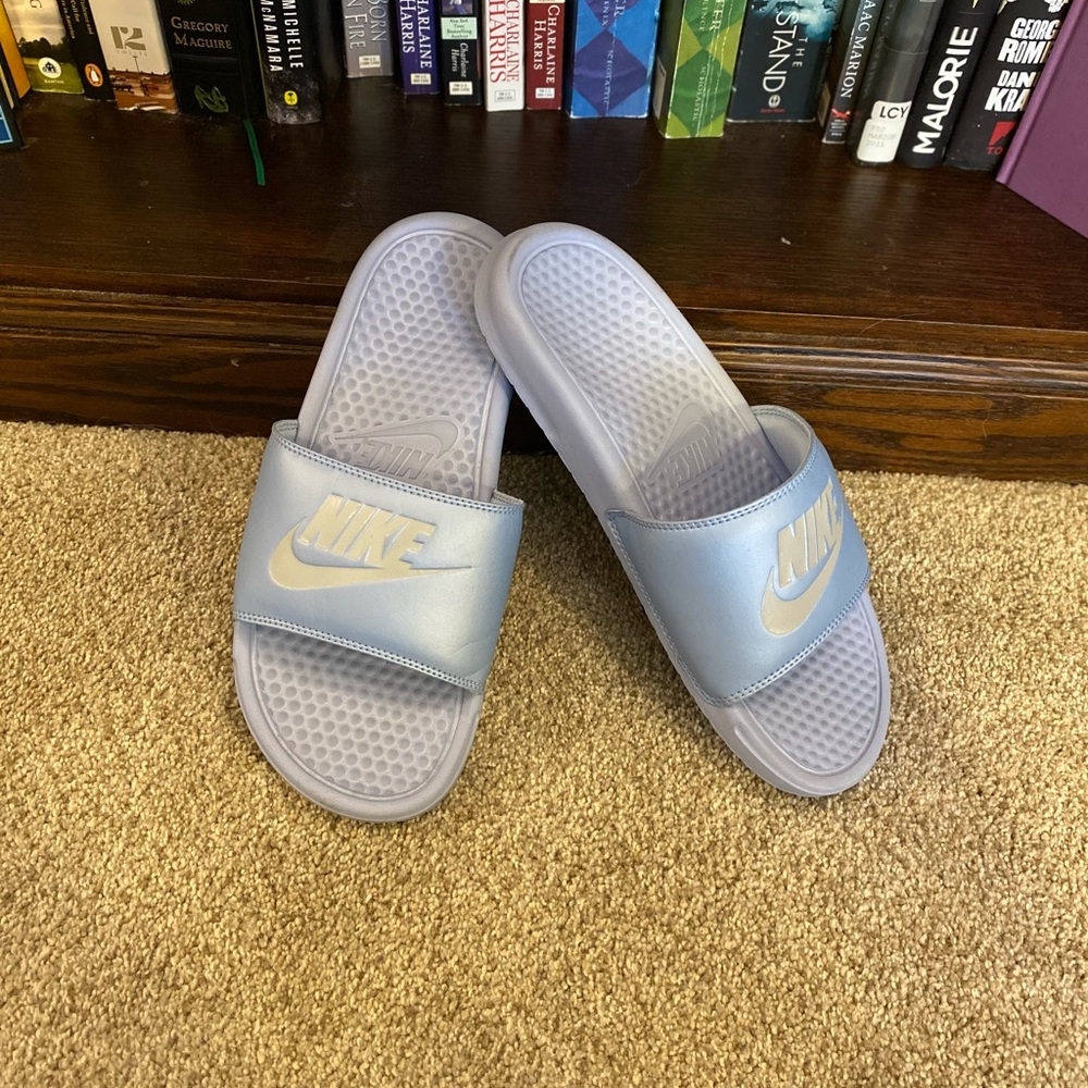 Nike powder blue slides